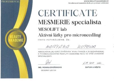 Certifikát Aktivní pro microneedling